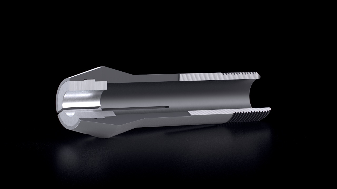Draw In Long Nose Collets SW&amp;B – Aluminium Inserts – Cross-Section View