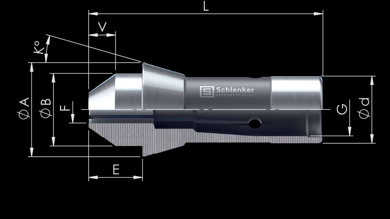 Long Nose Collets – Technical Drawing Long Nose Collets – Technical Drawing