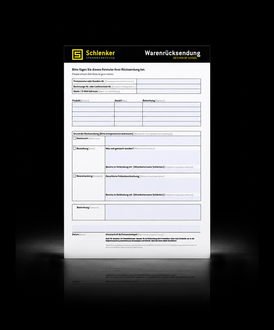 Schlenker Reklamationsformular